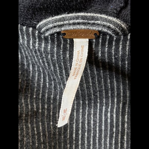 Free People Biker Jacket Medium Gray Black Motorcycle Hooded Belted Railroad - Picture 6 of 7